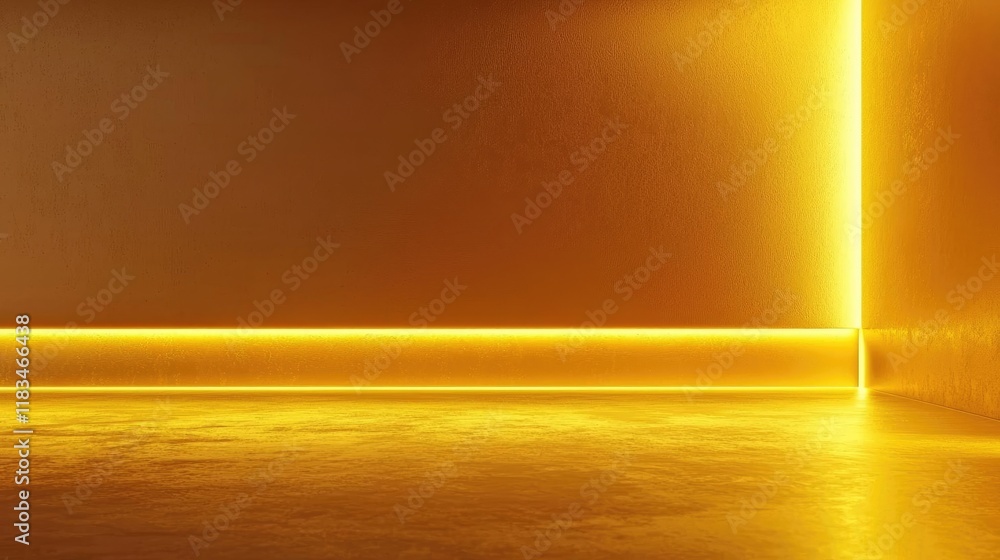 Poster gold abstract background idea. abstract golden background with a glowing edge and polished floor, id