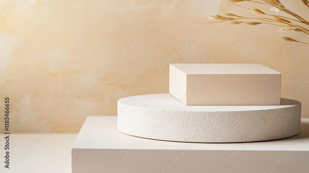 Poster minimal furniture idea. minimalistic display with geometric shapes on a soft background for design u