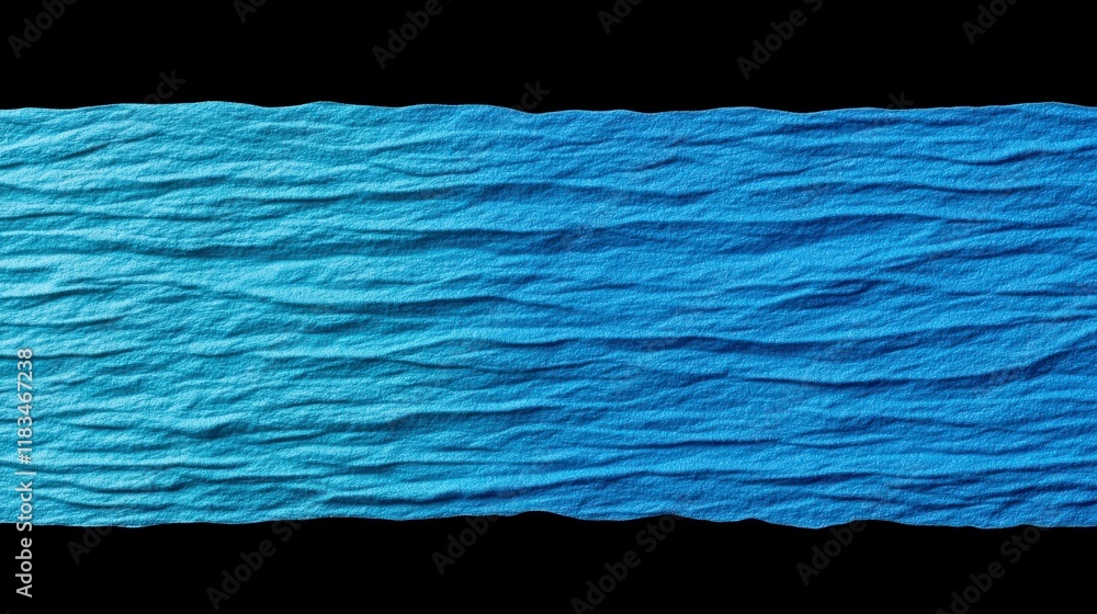 Poster textured blue fabric with waves creating an abstract design suitable for backgrounds or artistic pro