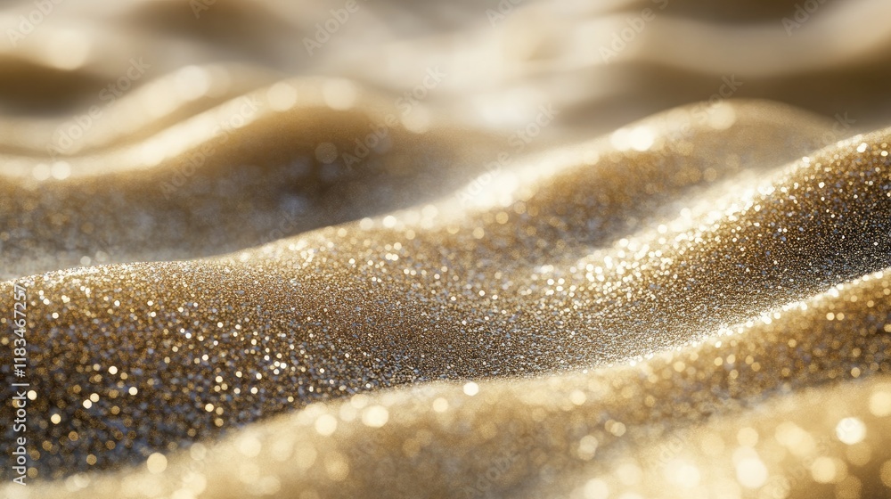 Poster blurred gold glitter particles in motion, creating an enchanting and shimmering effect for holiday-t