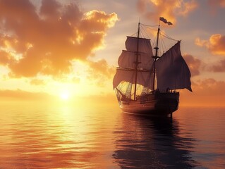 Obraz premium Sailing into the Sunset - ai