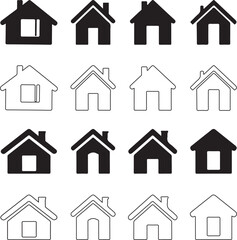 House silhouette line art vector icons set