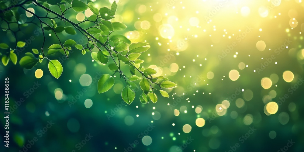 Fototapete abstract green bokeh background featuring a blurred aesthetic, perfect for creating a serene atmosph