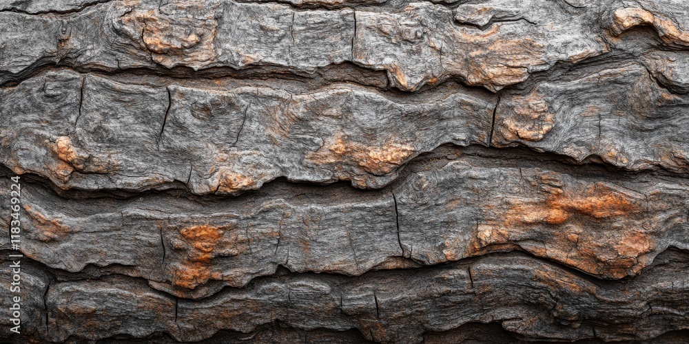 Aufkleber close up of an old bark texture showcasing the intricate details and patterns of aged wood. this fra