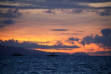 Topical Serene Sunset Over Tranquil Waters, Cebu, Philippines