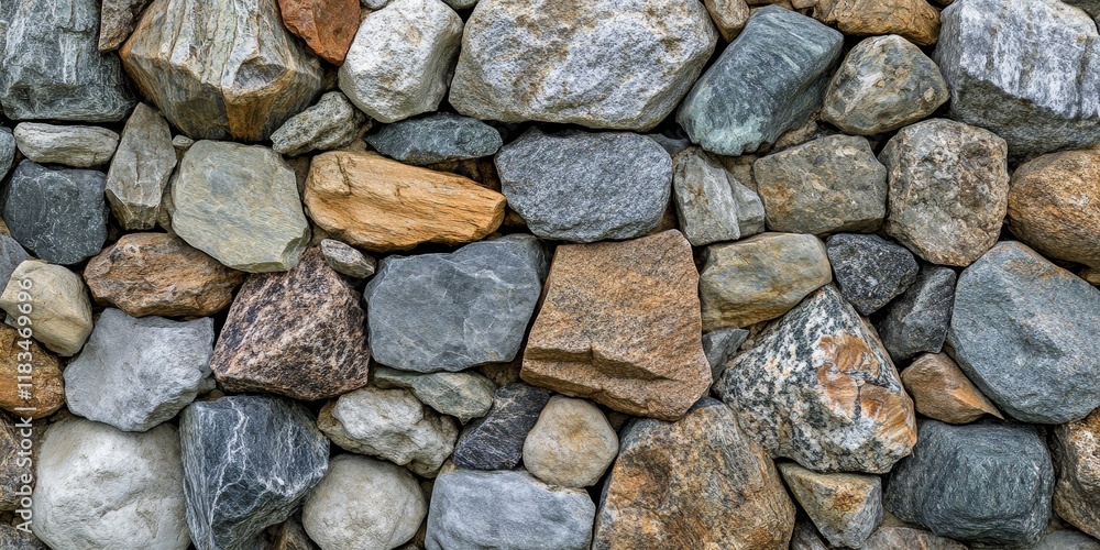 Aufkleber wall constructed from various natural stones featuring an array of unique rocks, showcasing the beau
