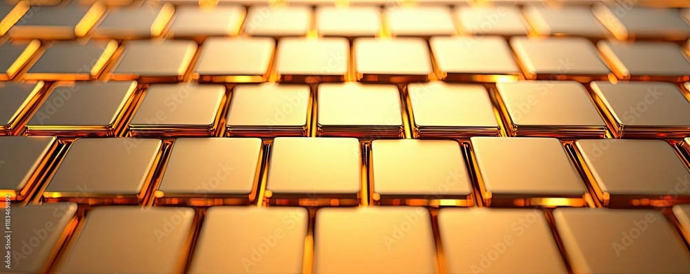 Poster gold abstract background idea. close-up view of shiny golden squares, creating a luxurious and moder