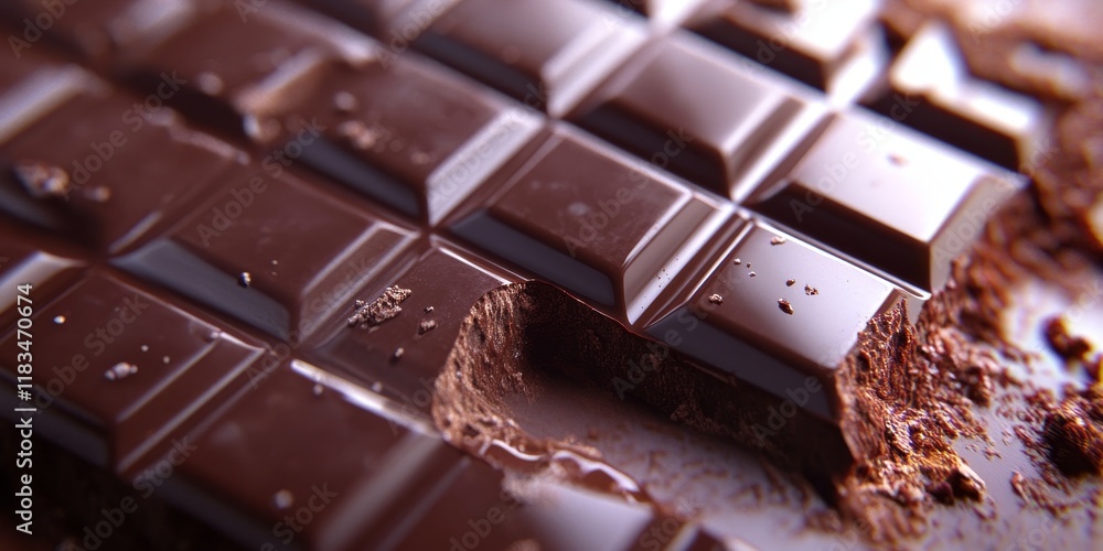 Poster close up of a chocolate bar s background, highlighting its rich texture and delectable appearance, p