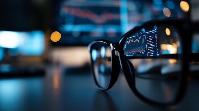 Financial Data Reflected in Eyeglasses