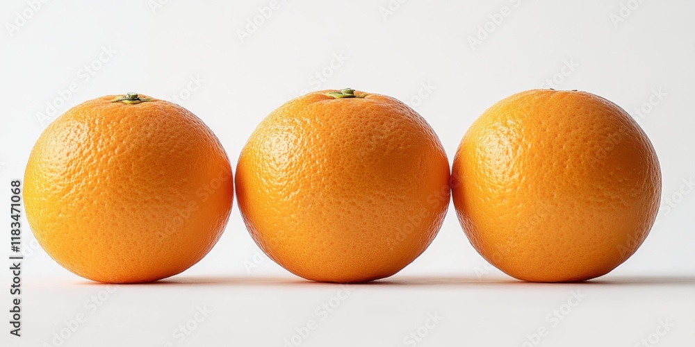 Poster navel oranges displayed on a clean white background, showcasing the vibrant color and texture of nav