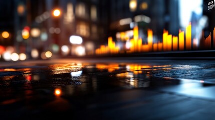 Night City Reflections: A Symphony of Lights and Wet Pavement