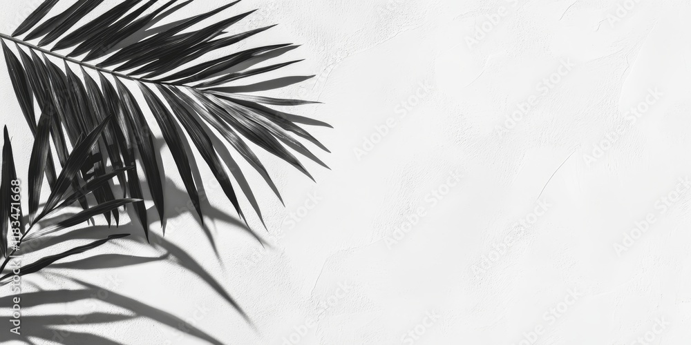Aufkleber shadow of palm leaves cast on a textured white background, creating a striking visual effect. the pa
