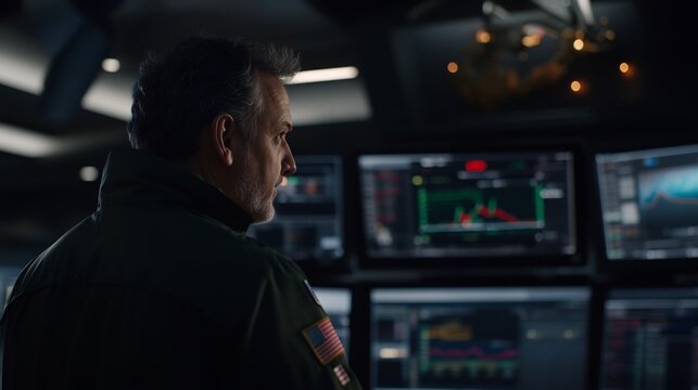 Strategic Decisions: A Man Reviews Financial Data on Multiple Monitors