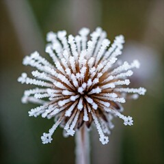 Frozen Flower Covered in Ice Crystals