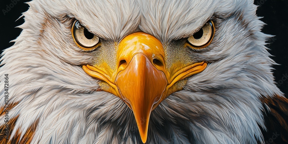 Poster bald eagle close up showcasing the intricate details of the head of this majestic predator, emphasiz