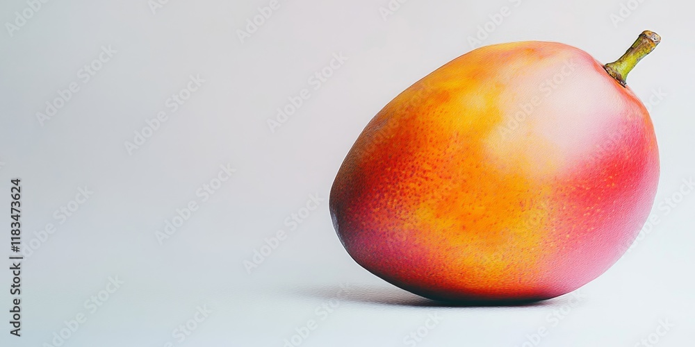 Aufkleber a detailed, close up view of a mango set against a plain white background, highlighting its texture 