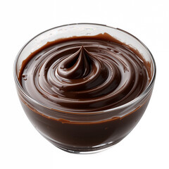 Swirled Chocolate Ganache: Rich, Decadent Glass Bowl Delight on Transparent background