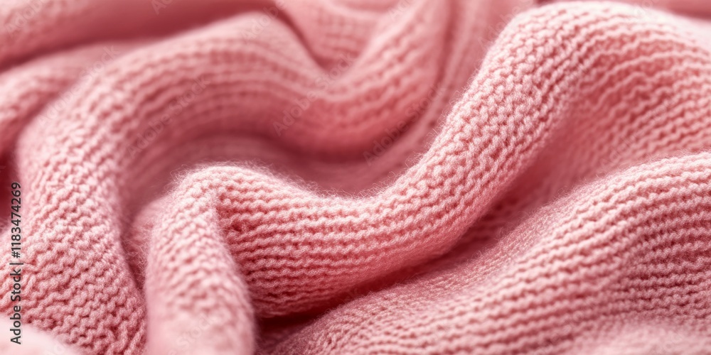 Aufkleber close up of pink knitted fabric showcasing its intricate texture. this pink knitted fabric serves as