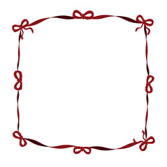 Frame design with hand drawn cute red bows. Valentine'd Day design element