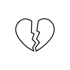 Broken heart icon Isolated flat vector in outline