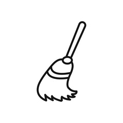 Broom icon Isolated flat vector in outline
