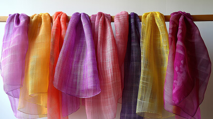 Naklejka premium A red silk scarf hanging on a hanger