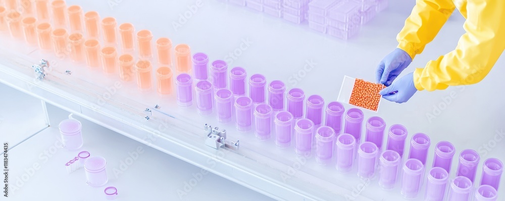 Poster laboratory analysis with colorful test containers