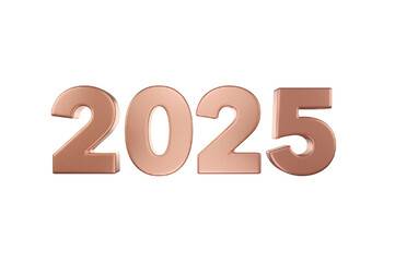 3D Illustration, font 2025 background new year , Surface or rose gold