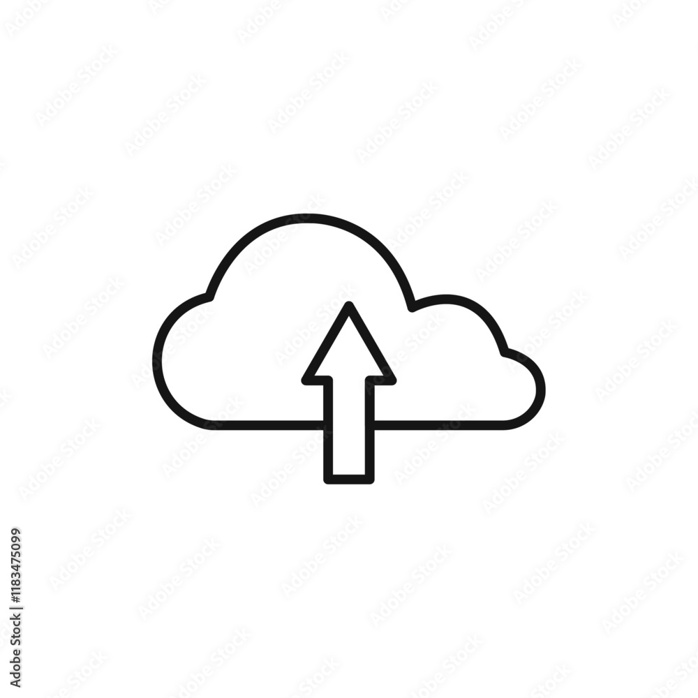 Poster cloud upload icon isolated flat vector in outline