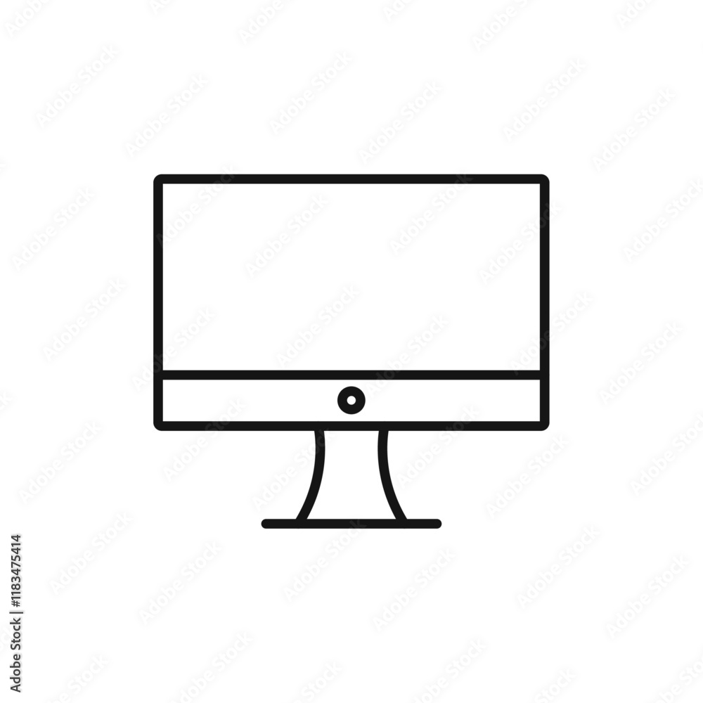 Poster computer screen icon isolated flat vector in outline