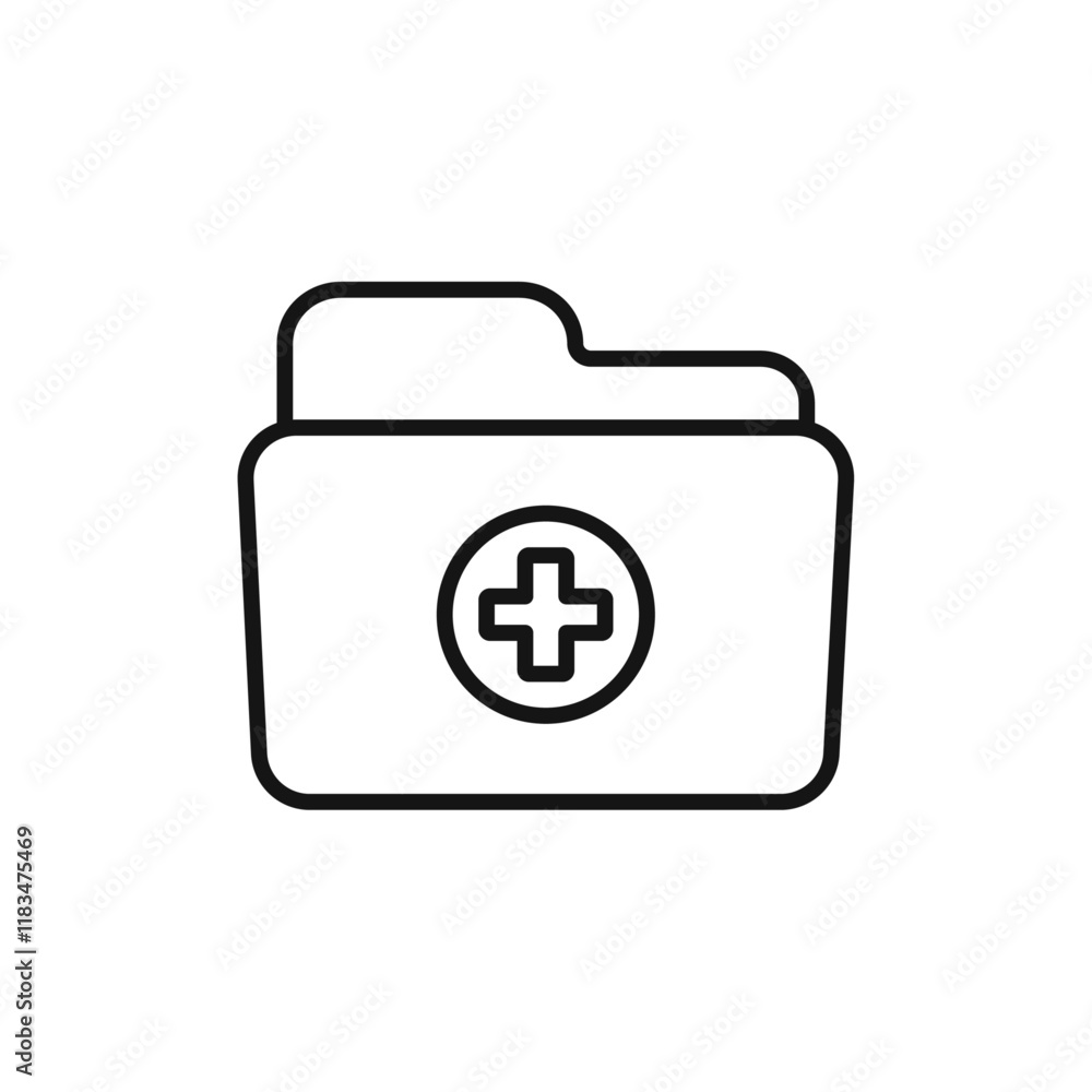 Poster create folder icon isolated flat vector in outline