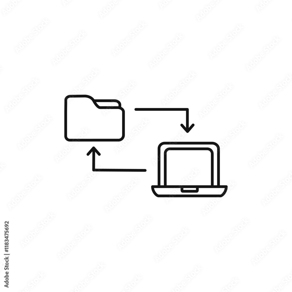 Poster data transfer icon isolated flat vector in outline