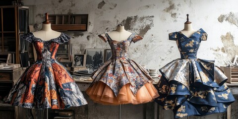 Creative tailor focused on the art of tailoring fashionable dresses, skillfully crafting unique designs that highlight the blend of creativity and tailoring expertise in every piece.