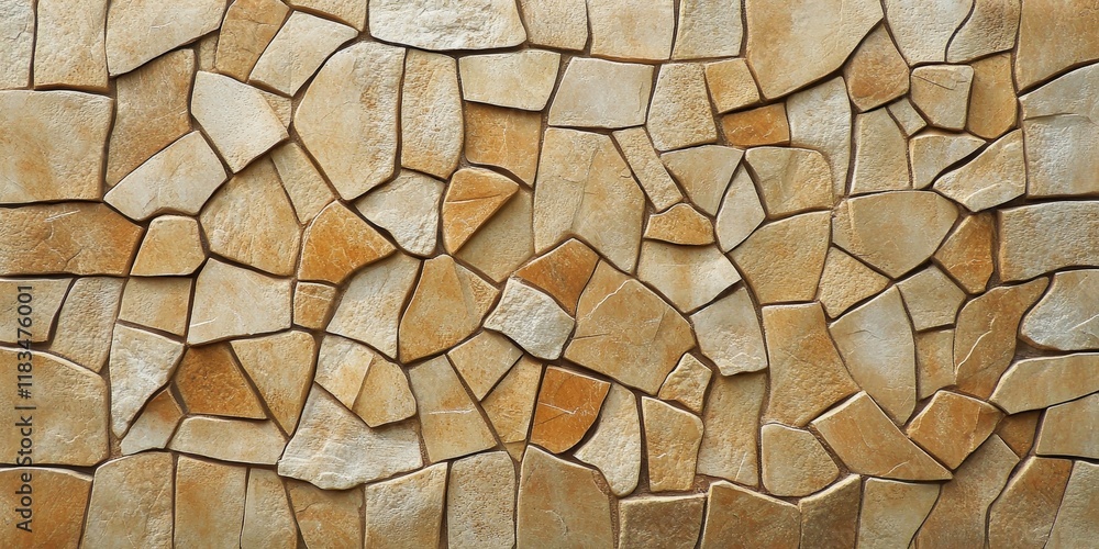 Aufkleber Sandstone mosaic wall texture showcases a unique pattern, creating an intricate backdrop. This sandstone mosaic texture adds depth and character to any design or artistic project.