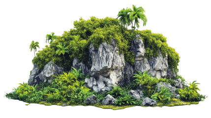 A scenic waterfall surrounded by lush green trees and rocks in a peaceful forest, mountain, and park setting