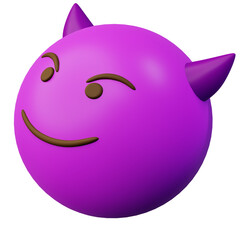 3d Emoticon Evil Face Laugh Purple Smiley Emoji or Ball Emoticon