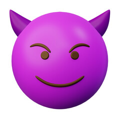3d Emoticon Evil Face Laugh Purple Smiley Emoji or Ball Emoticon