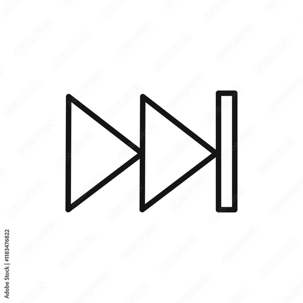 Poster fast forward icon isolated flat vector in outline