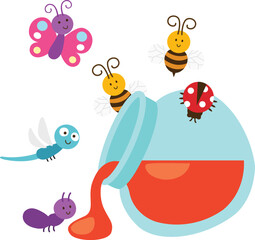 Insects lovers sweet drink vector