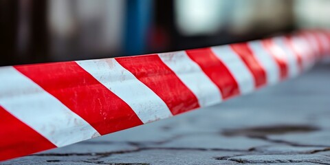 Red and white danger tape signals a prohibited area, emphasizing the importance of safety and caution. This red and white danger tape clearly indicates that passing is not allowed, ensuring