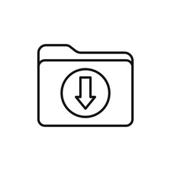 Folder download icon Isolated flat vector in outline