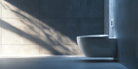 A contemporary toilet featuring a seat cover and fresh water, shown from a side perspective. This modern design highlights cleanliness and functionality.