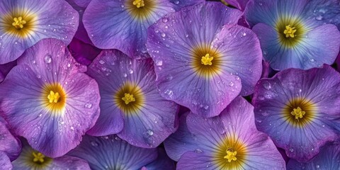 Fototapeta premium Close up of vibrant purple primroses flowers showcasing their delicate petals and rich colors, highlighting the beauty of purple primroses in nature s incredible display.