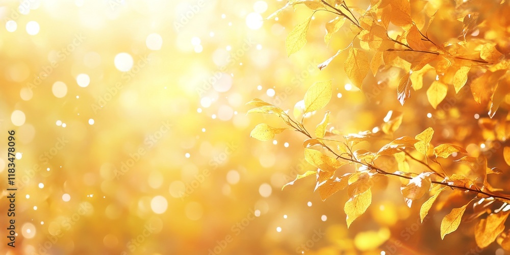 Poster orange autumn bokeh background showcasing nature inspired blurs creates a beautiful design element. 