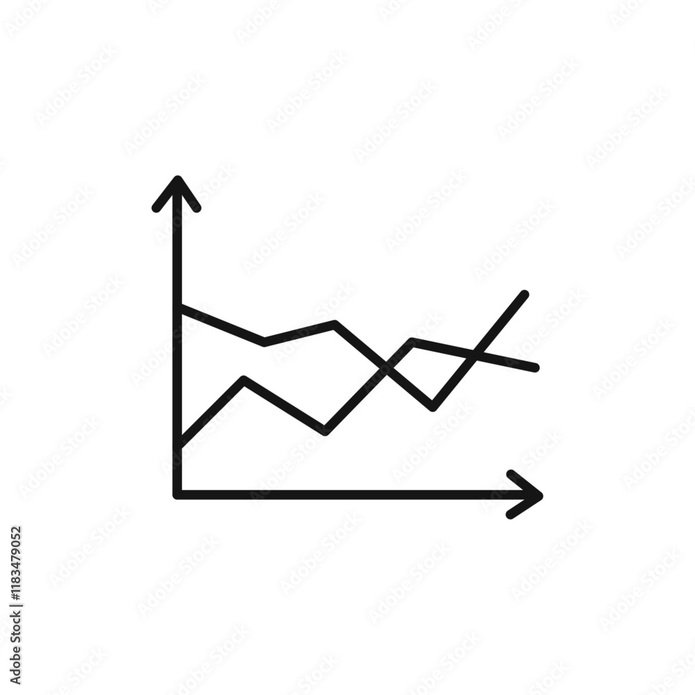 Poster line chart icon isolated flat vector in outline
