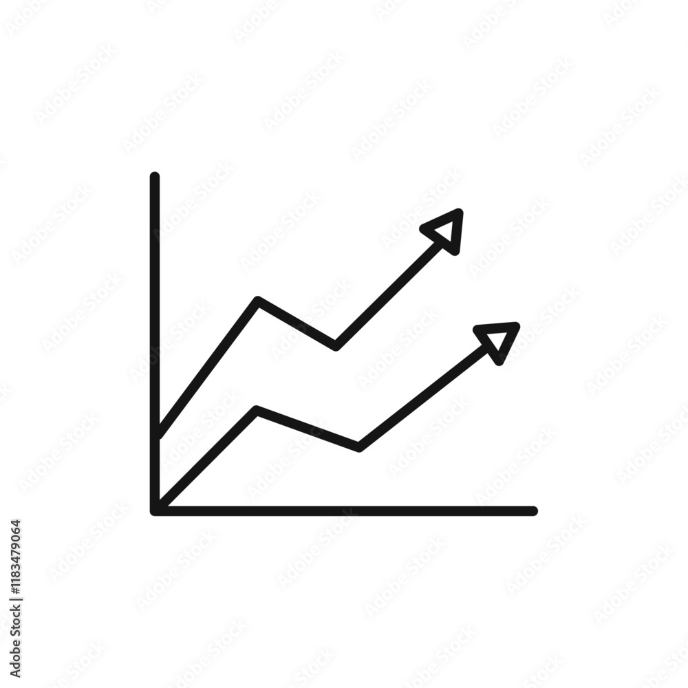 Poster line chart icon isolated flat vector in outline