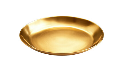 Golden plate isolated on white background. 