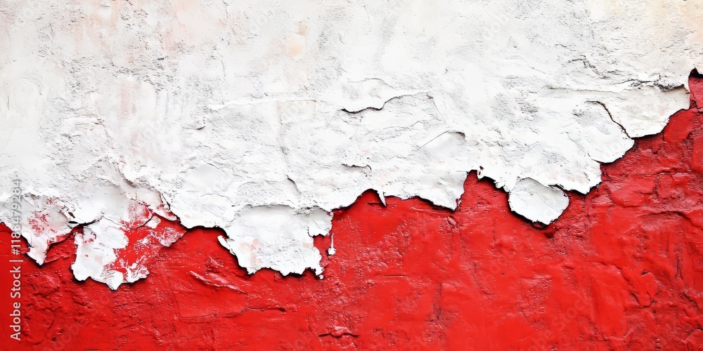 Poster vibrant red and white wall texture creates a stunning visual effect, showcasing the intricate patter