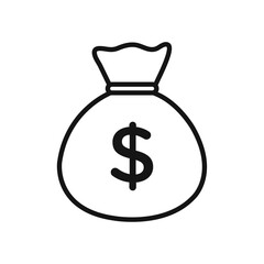 Money bag icon Isolated flat vector in outline