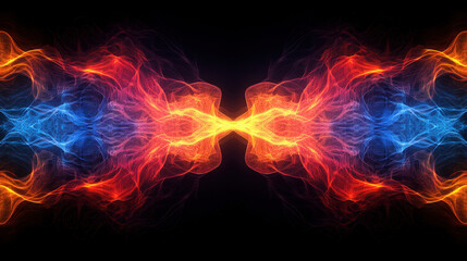 Fototapeta premium Symmetrical colorful smoke with a black background